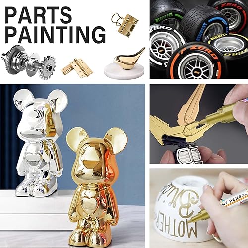 Miniatura 6 de 4 Count Dual Tip Oil Based White Black Paint Markers Paint Pens(0.7mm & 3mm), Permanent Paint Marker, Waterproof, Quick Dry, for Rock Painting,