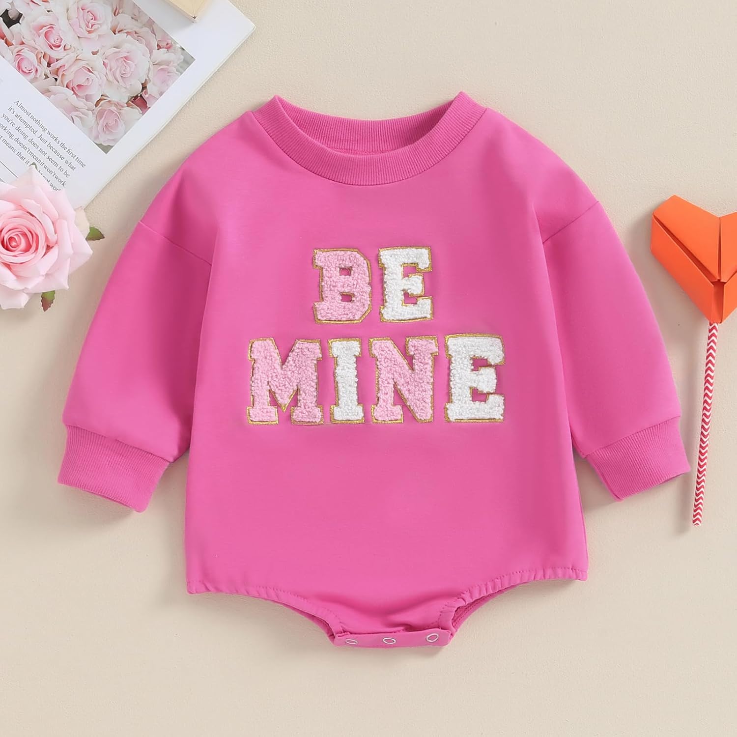 Baby Girl Boy Valentines Day Outfit Cute Heart Sweatshirts Bubble Romper Onesie Valentines Day Toddler Clothes - Image 2
