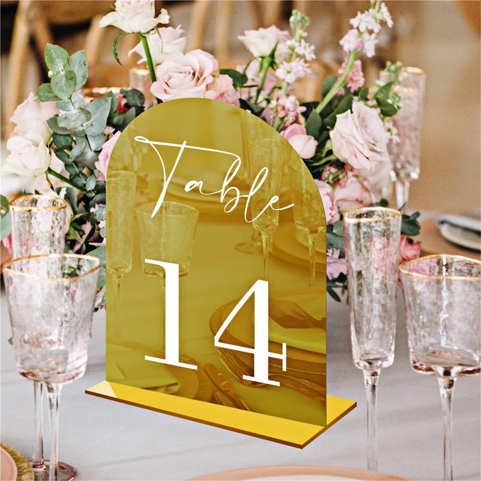 Segnale di Numero del Tavolo Acrylic Digital Table Label, Wedding Number, DIY Personalized Seat(Transparent L,Number 1-25)