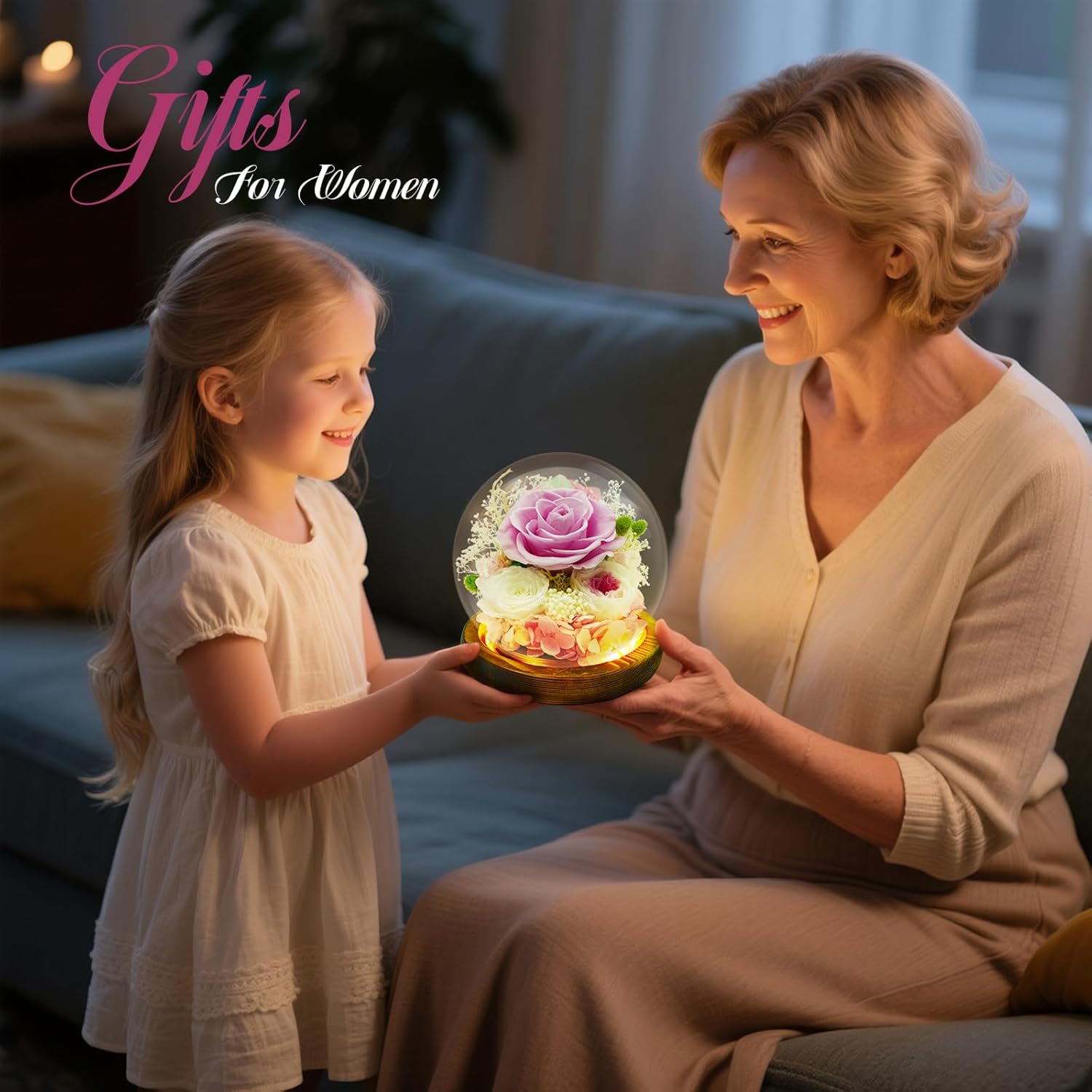 Preserved Flowers Birthday Gifts for Her Preserved Rose in Glass Dome Forever Fresh Flowers for Delivery Prime Eternal Pink Rose Gifts for Women Wife Mom Sister on Anniversary Valentines Day - Image 3