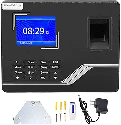 Relógio de Ponto de Impressão Digital Biométrico, Display LCD de 2,8 Polegadas, Senha de Impressão Digital, Máquina de Atendimento Automático de Entrada, para Pequenas Empresas, (plugue