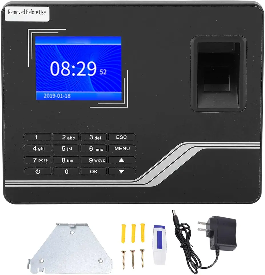 Relógio de Ponto de Impressão Digital Biométrico, Display LCD de 2,8 Polegadas, Senha de Impressão Digital, Máquina de Atendimento Automático de Entrada, para Pequenas Empresas, (plugue