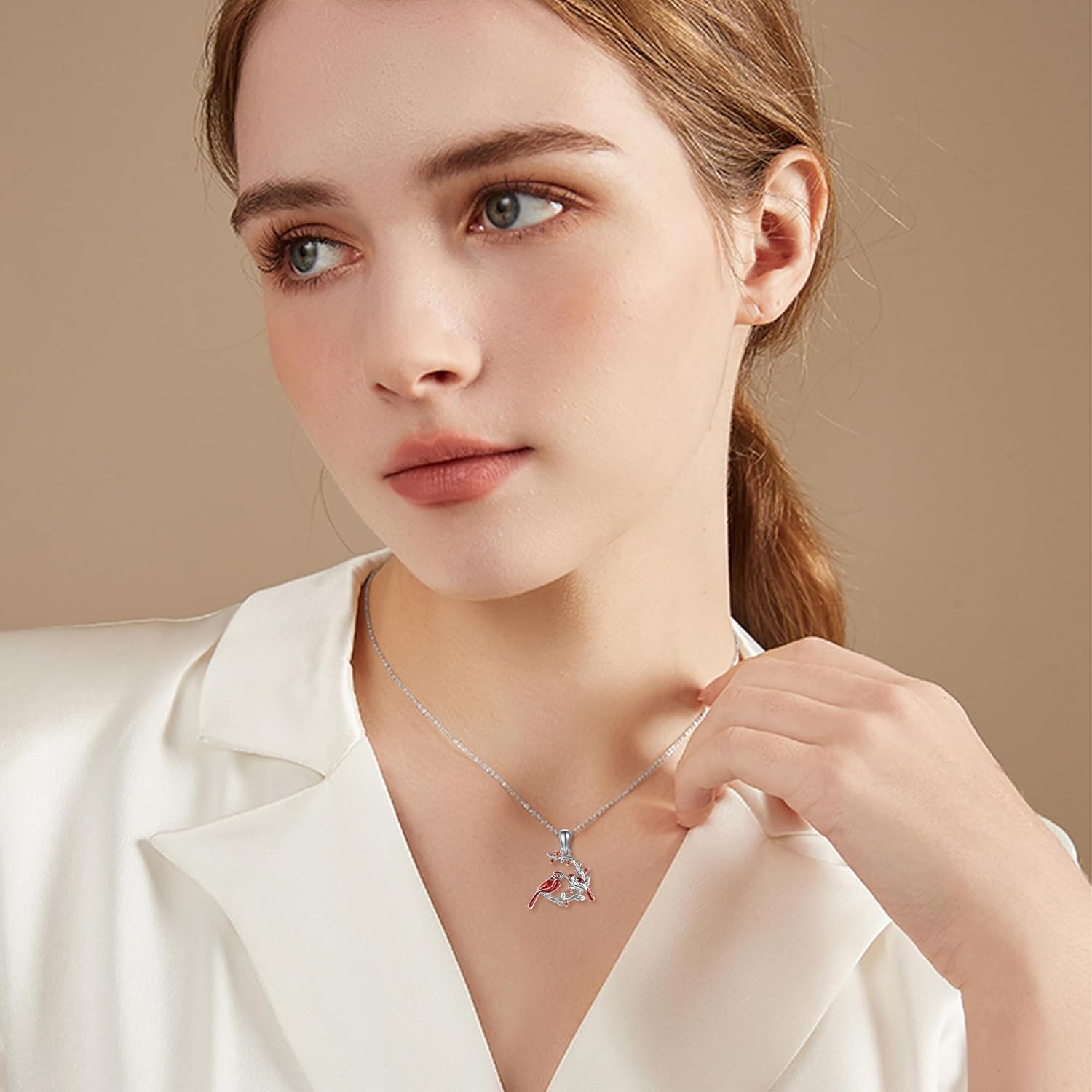 Cardinal Necklace 925 Sterling Silver Red Cardinal Pendant Christmas Mother's Day Bird Jewelry for Women Mom - Image 2