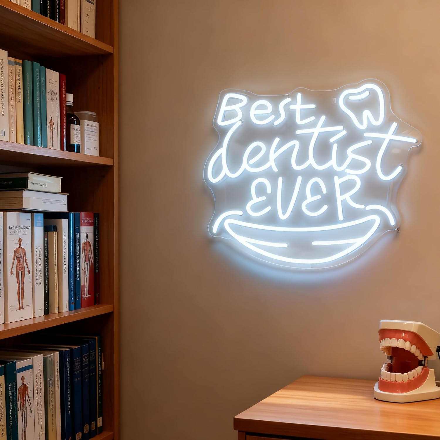 Best Dentist Ever Neon Sign, USB Powered Dimmable Decorative Neon Light Dental Office Clinic Workplace Waiting Room Wall Table Decor Dentist Appreciation Gift 17.7 x 15.2 In
