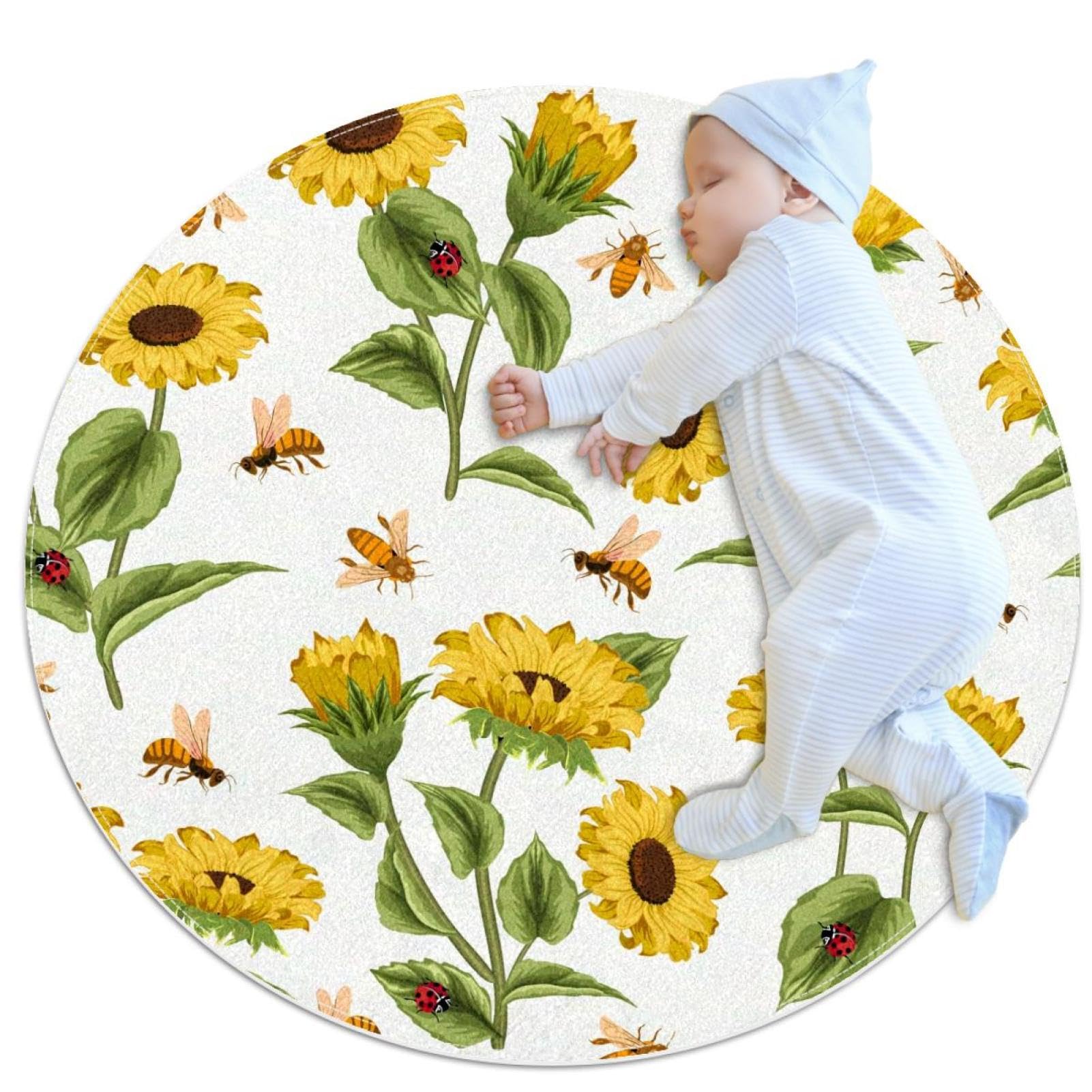 Tapis salle de bain antidérapant rond 1m évite les glissades enfants
