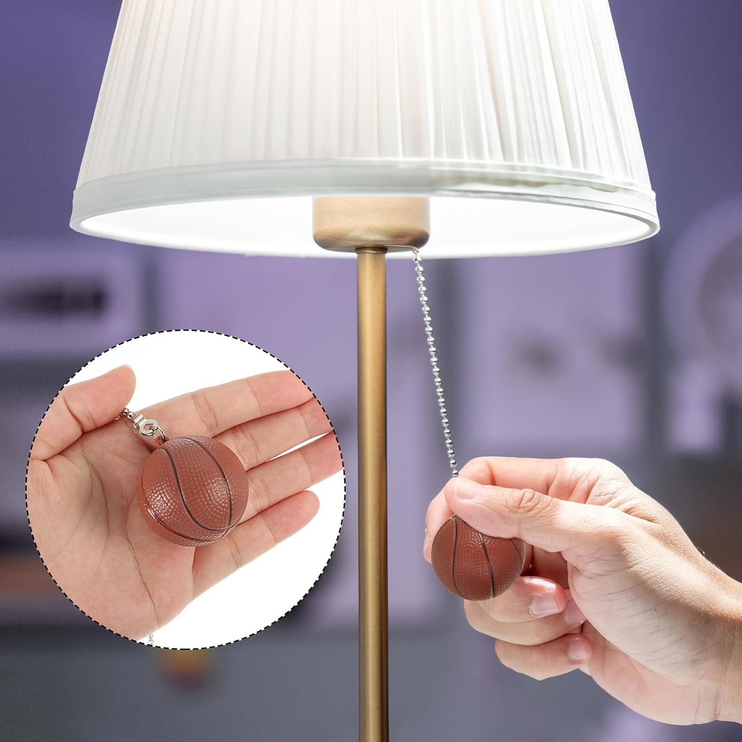 PATIKIL Ceiling Fan Pull Chain 12 Inch, 2 Pack Basketball/Baseball Pull Chain Extension Fan Pulls Extender Ornament Pendant for Ceiling Light Lamp