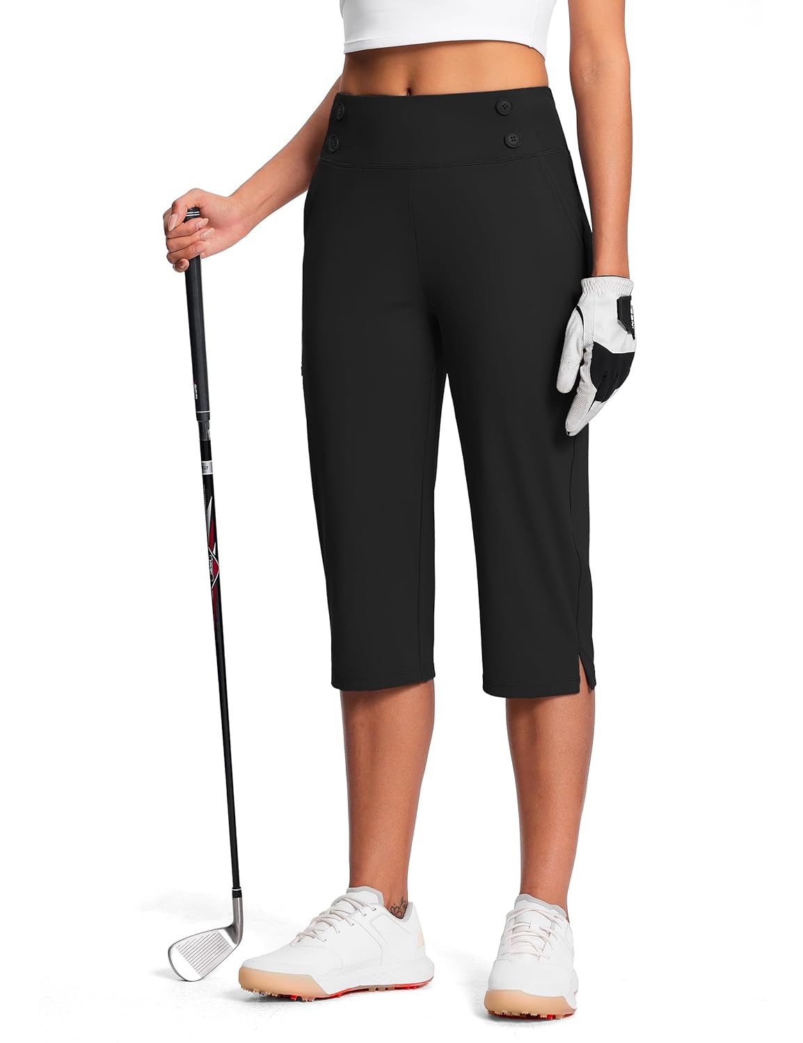 15 18 21 27 Capri Pants for Women High Waist Stretch Womens Golf Capris for Summer with Pockets