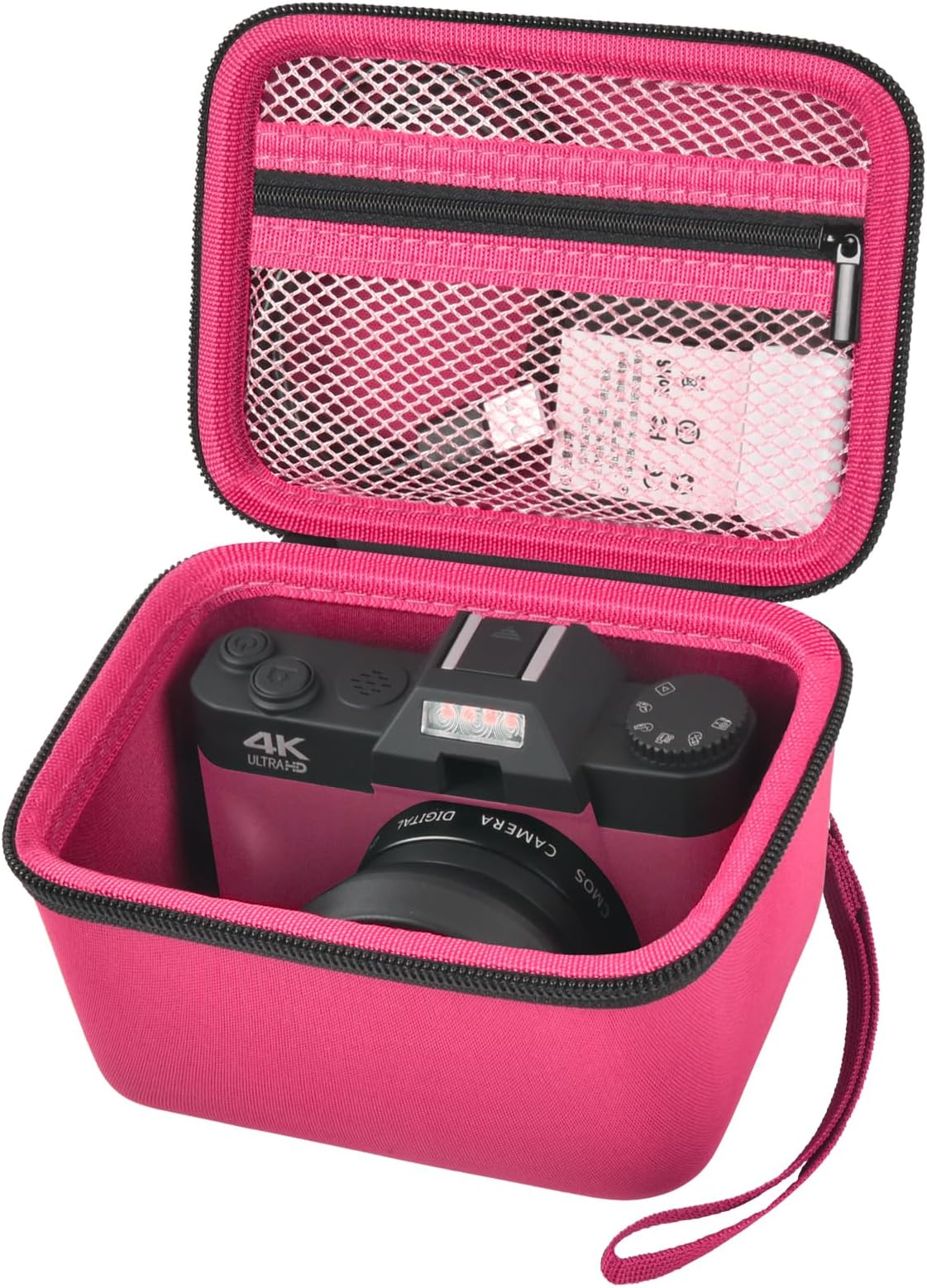 Vlogging Camera Case Compatible with Duluvulu/for TEBNGIHNM/for zheozeig/for Oiadek 4K Digital Cameras for Youtube. Vlog Camera Carrying Storage for Lens, Cable and Other Accessories - Red, Rose Red,