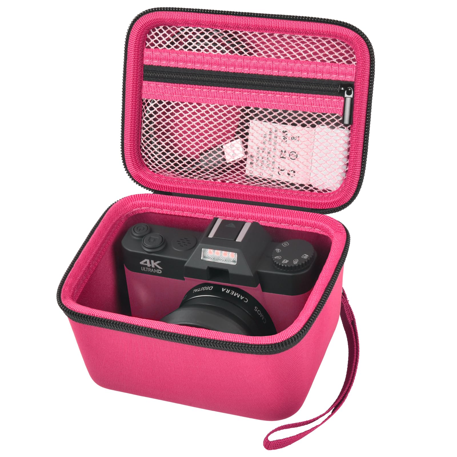 Vlogging Camera Case Compatible with Duluvulu/for TEBNGIHNM/for zheozeig/for Oiadek 4K Digital Cameras for Youtube. Vlog Camera Carrying Storage for Lens, Cable and Other Accessories - Red, Rose Red,