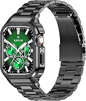 Vista 16 de HASLFM Correa de acero inoxidable con funda compatible con Apple Watch Series 9, 8, 7 (1.614 pulgadas), 6 5 4 SE3/2/1 (1.575 pulgadas), Series 3, 2