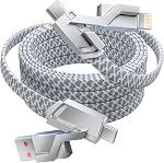Multi Charging Cable (2Pack 4FT), 3-in-1 USB Charging Cable for Multiple Devices, Braided Universal Charger Cord with Type-C, Micro USB, IP Port for iPhone16/15/14/Android Phones and More
