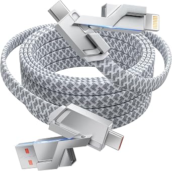 4 in 1 Charging Cable 5FT -MAX 66W USB C Cable Fast Charging, Multi Charging Cable, Multiple iPhone Charger Cord for iPhone 17/16/15/14/13/iPad/Android/Tablets/Car and More, Cruise Travel Essentials