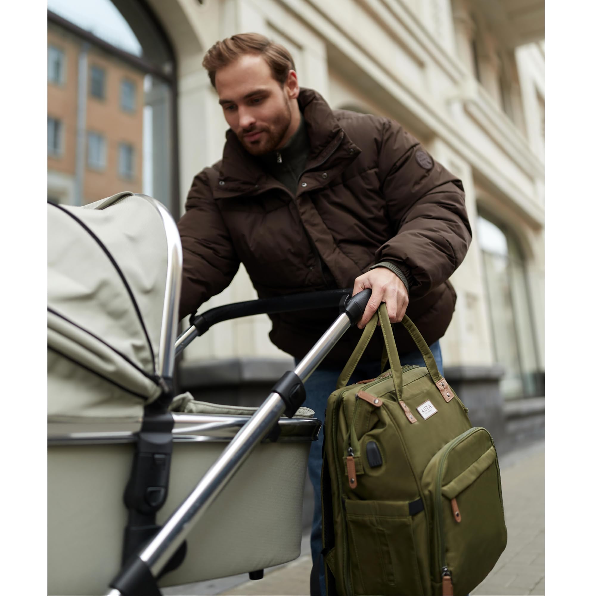 Wickeltaschen-Rucksack, multifunktionale Wickeltasche mit Wickelunterlage, Baby-Wickeltaschen für Jungen und Mädchen, stilvoller Reiserucksack mit großer Kapazität für Mütter, Väter,