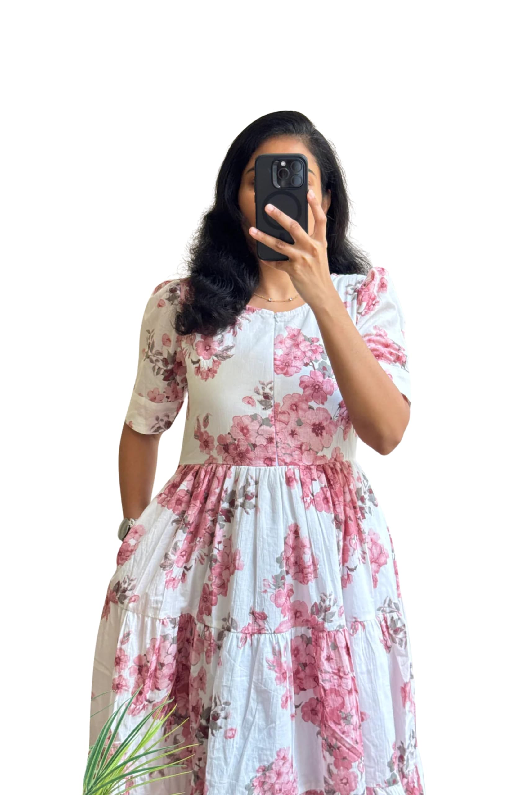 da desi art Women's Rayon Floral Printed Midi Dress Short One Piece | Casual Wear-picture-32