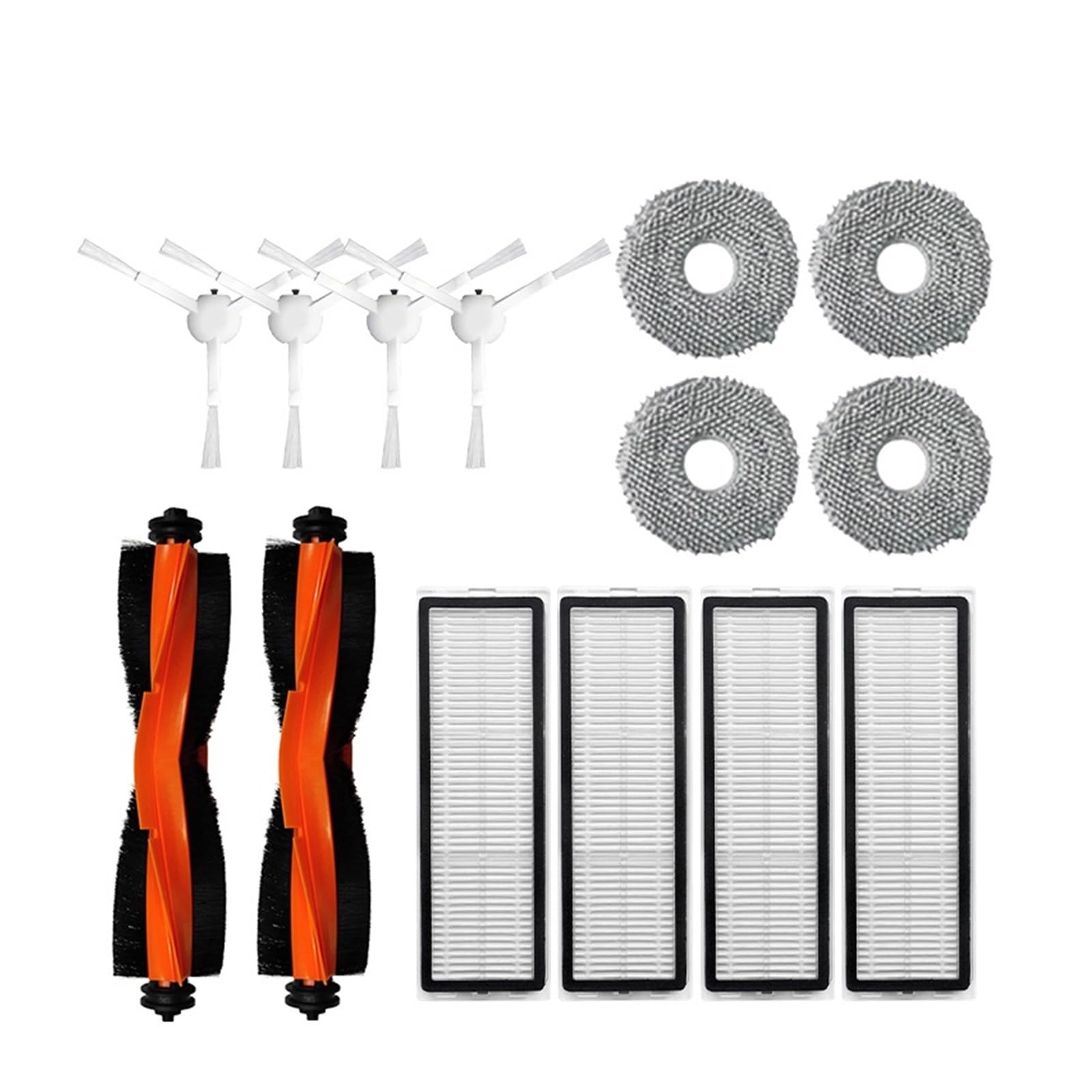 Kicici Compatible With Xiaomi Mijia Robot Vacuum Mop 3S B108CN Vacuum Cleaner Parts Main Side Brush Hepa Filter Mop Pad Replacement Accessories(14pcs)