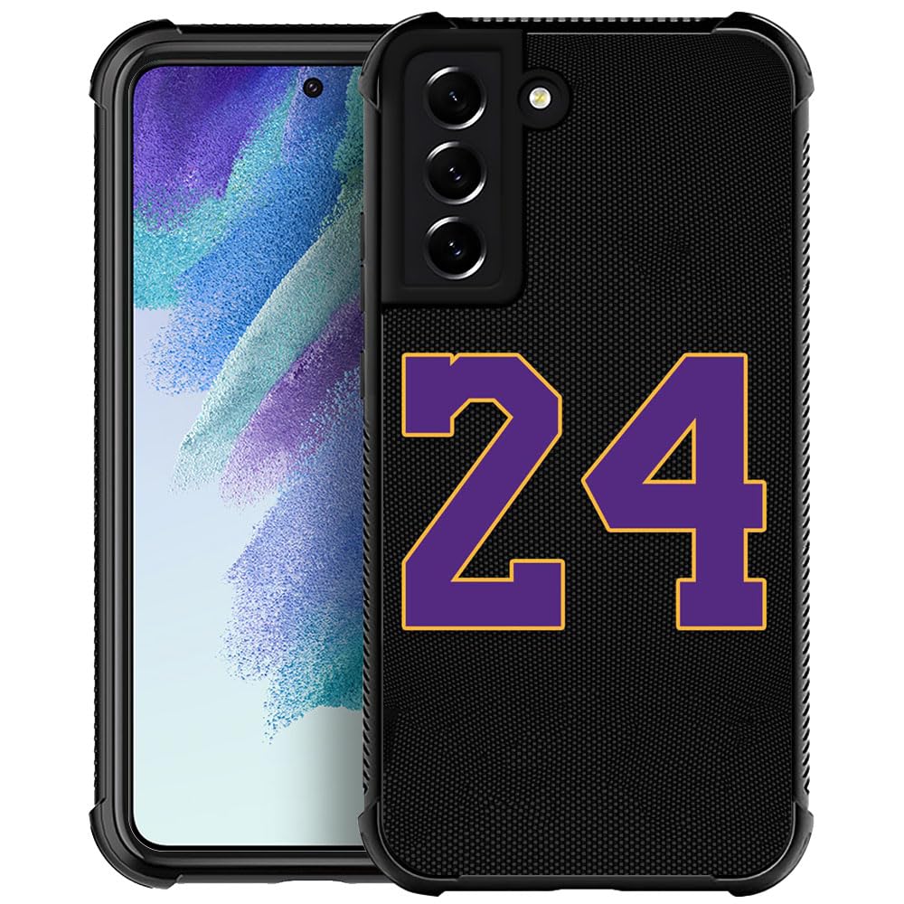 Goodsprout Compatible with Samsung Galaxy S21 Case,Black 24 Jersey Purple Yellow Amazing Pattern Design Shockproof Anti-Scratch Hard PC Back Case for Samsung Galaxy S21