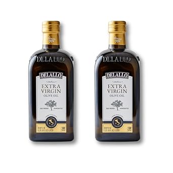 DeLallo Extra Virgin Olive Oil, Made in Italy, Made from Cold-Pressed Olives, For Cooking and Baking, Non-GMO, Kosher, Smooth Velvety Texture, 33.8 oz Bottle 2 Pack