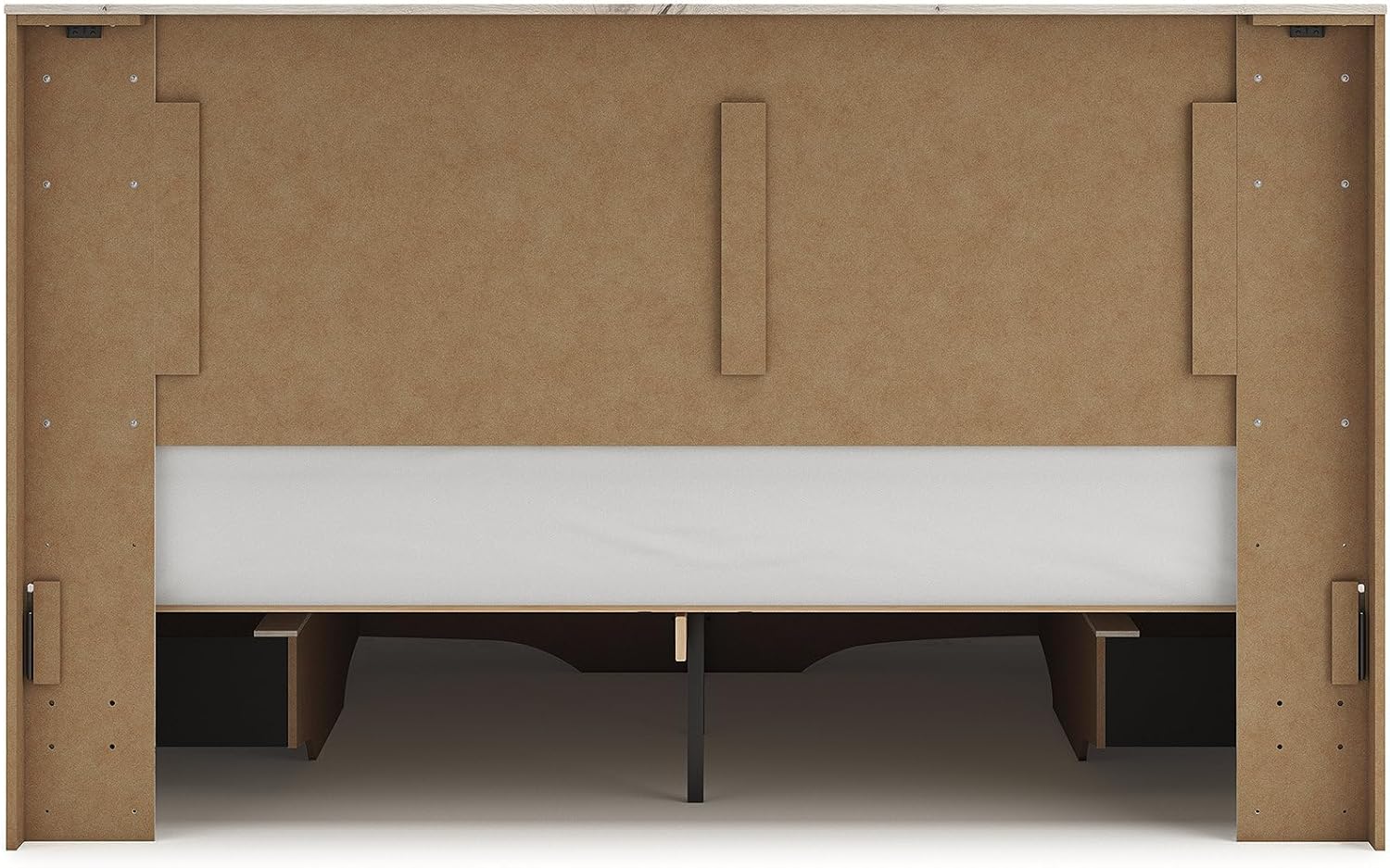 Signature Design By Ashley Lawroy King Bedframe with Headboard, Panel Storage Platform Bed with 6 Smooth-Gliding Drawers, Rustic White Finish for Modern Farmhouse Spaces