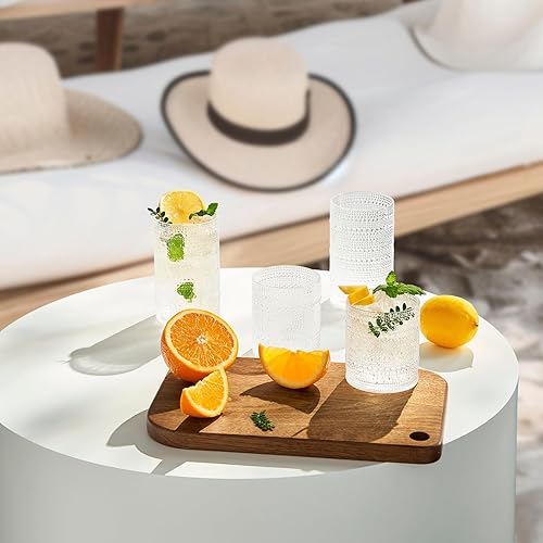 Miniatura 8 de Khen Juego de 12 vasos vintage de hobnail para beber, vasos altos de 13 onzas y vasos de 10 onzas, vasos de agua de cocina, agua de bar, jugo,