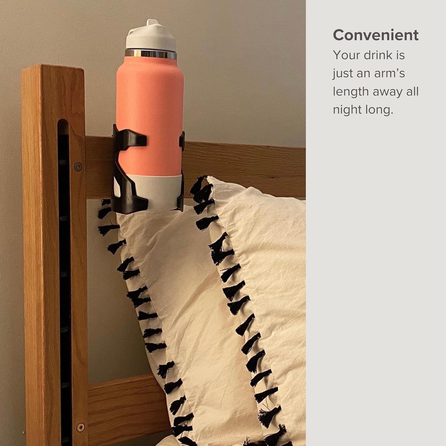 BedBev Cup Holder, Drink Holder, Bottle Holder Attachment for Beds, Bunk Bed Accessories, Lofted Beds and Cribs, Black - Image 2