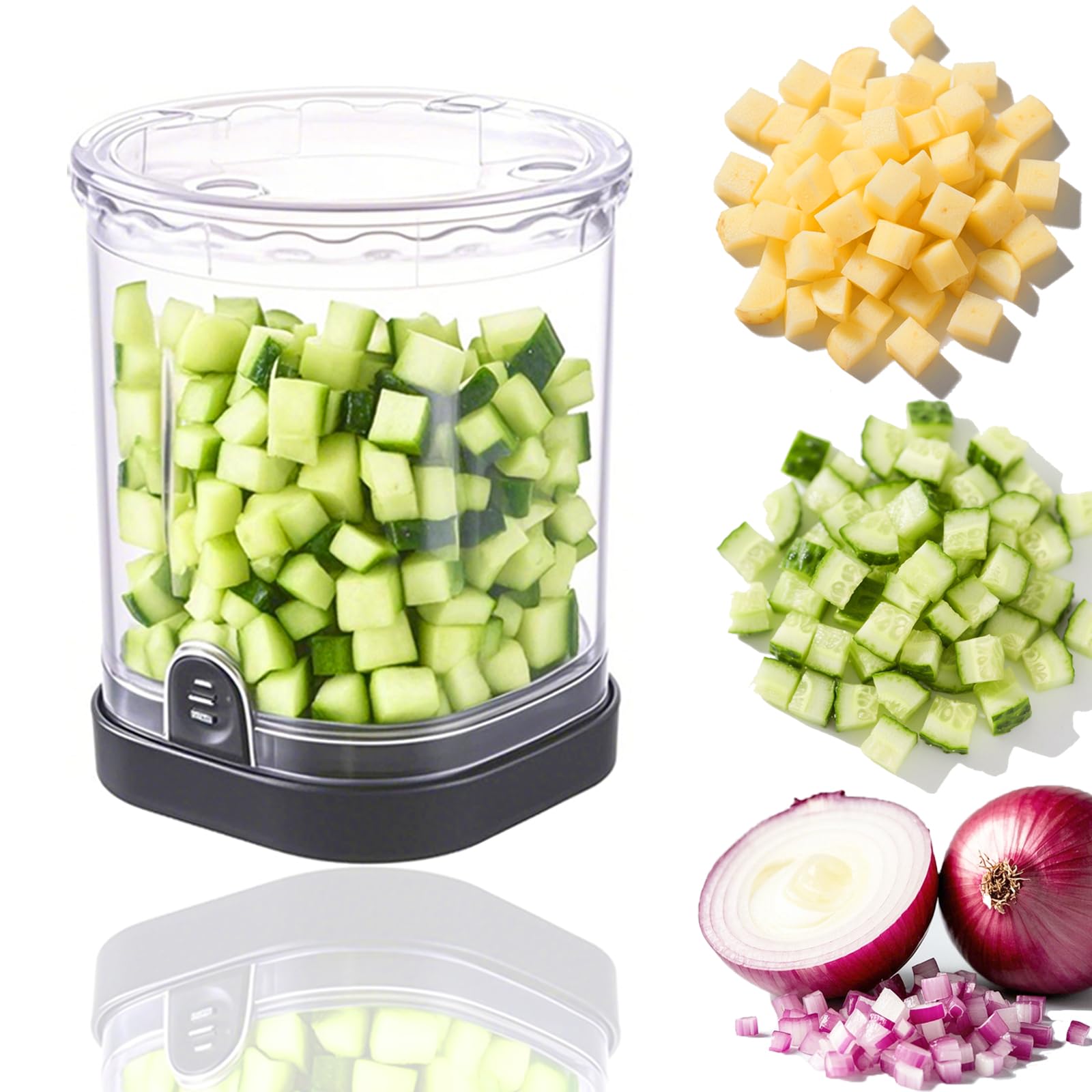 jayvar vegetable chopper and fruit dicer fruit slicer cup food dicer with container speed manual veggie slicer stainless steel vegetable cutting kitchen gadgets black
