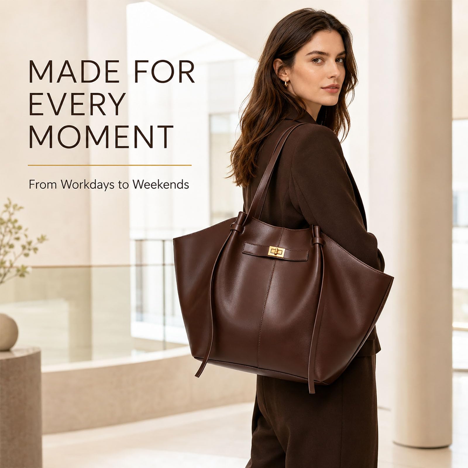Adius Bolso Tote para Mujer, Bolso Tote de Piel para Mujer