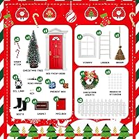 Vista 2 de Muebles de casa de muñecas 19 piezas de puerta de hadas en miniatura con árbol de Navidad y accesorios de Navidad, decoración de Navidad, puerta