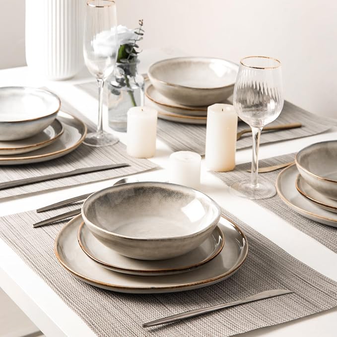 AmorArc Ceramic Dinnerware Set of 6, Cappuccino