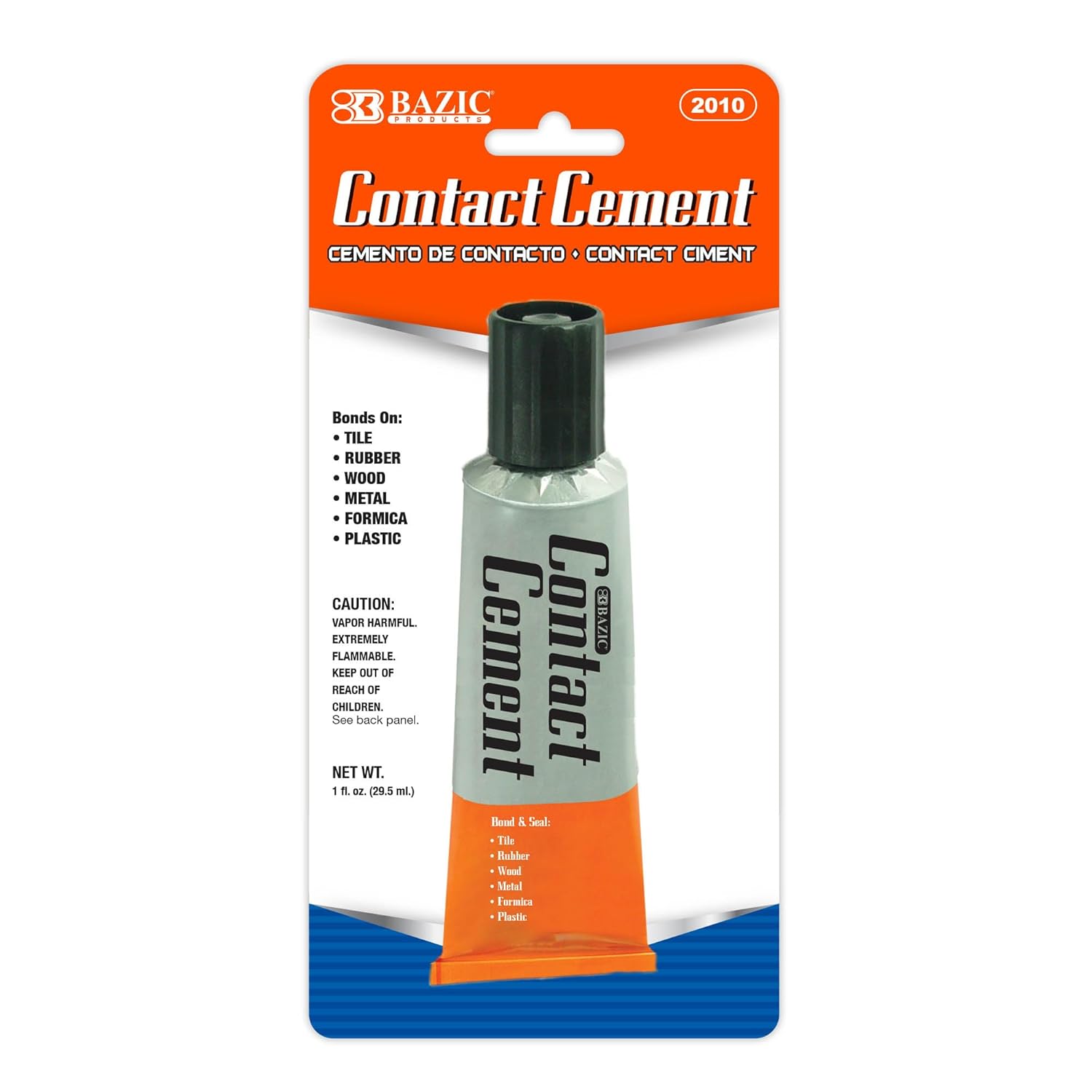 BAZIC Products Contact Cement Glue 1 Oz (30 mL), Contact Cement Adhesive for Multi-Surface Repair, Cement Glue for Tile, Wood, Rubber, Formica, Plastic, Metal, and Crafts, 1-Pack