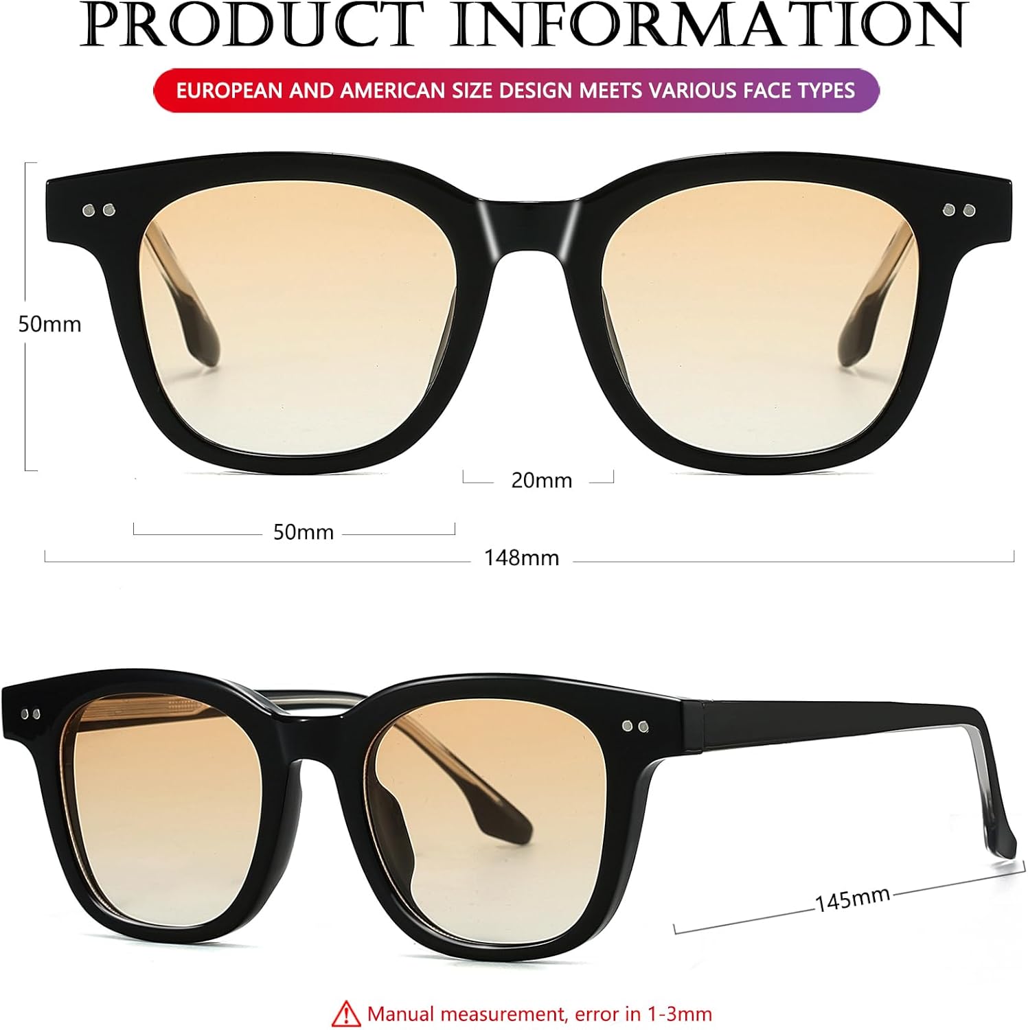 AIEYEZO Square Sunglasses for Women Men Fashion Sunnies, TR90 Frame Sun Glasses Trendy Retro Shades - Image 6