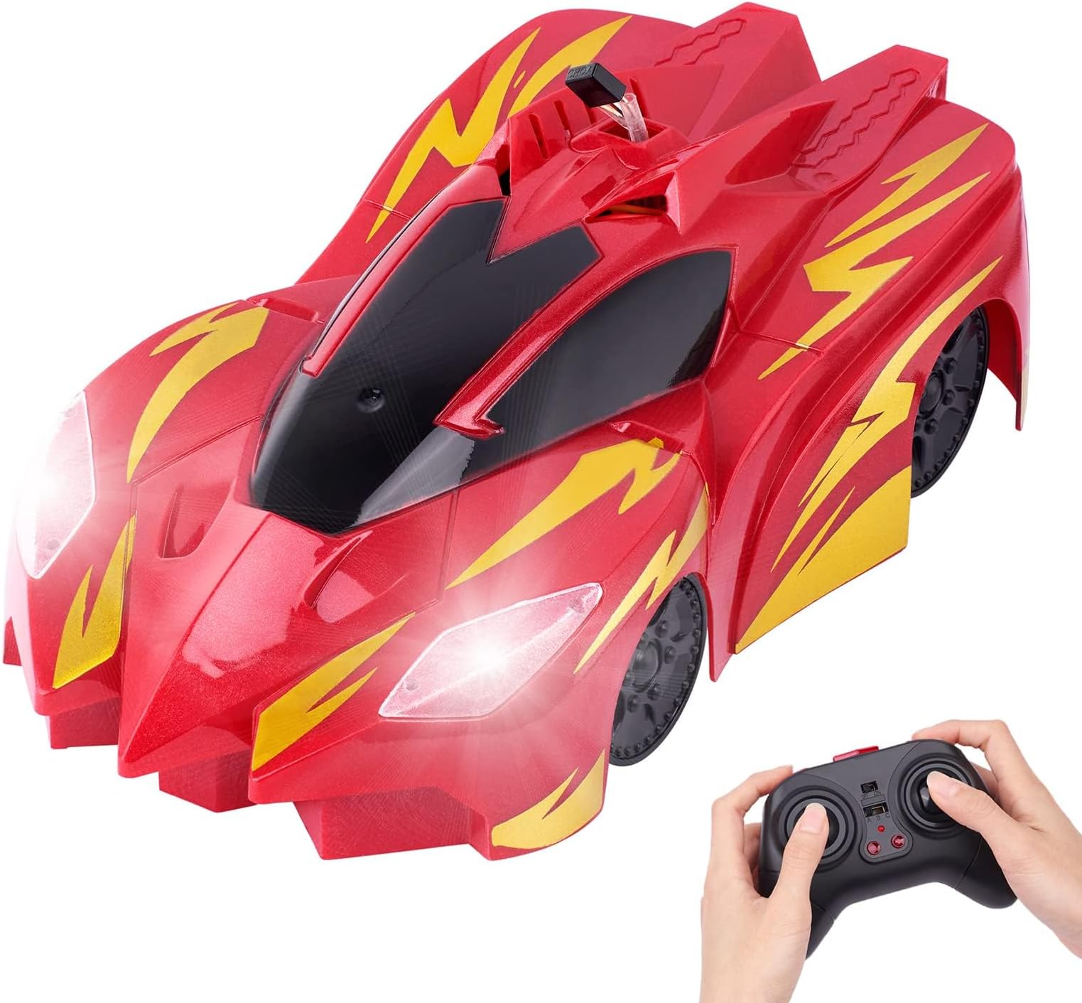 Stunt car can Climb The Wall and Drift, Remote Control Dual-Mode Children's Remote Control car with LED Lights, Rechargeable Boy's Gift(Red)