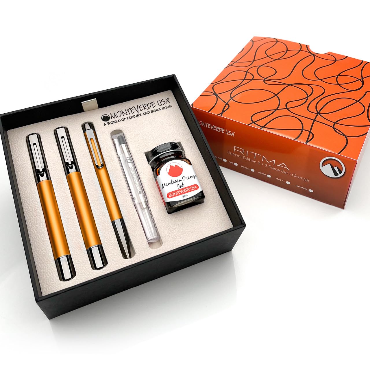 MonteverdeUSA Ritma Special Edition 2023 3+2 Piece Set (Anodized Orange) - Stub Nib