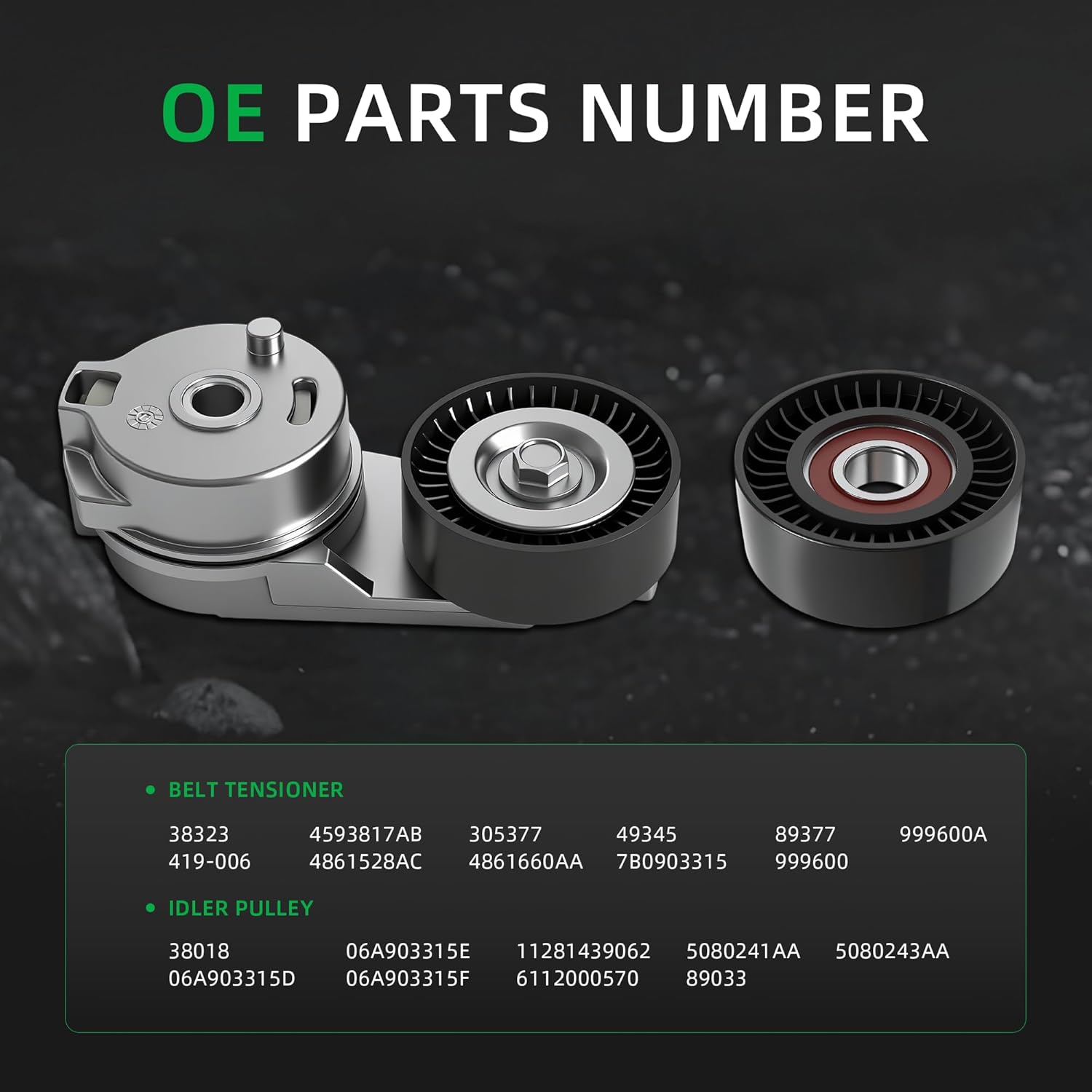 38323 Belt Tensioner Pulley Assembly Set for Chrysler 300 Town&Country, for Dodge Challenger Charger Durango Grand Caravan, for Jeep Commander Grand Cherokee, for Ram 1500 2500 3500, 2006-2016