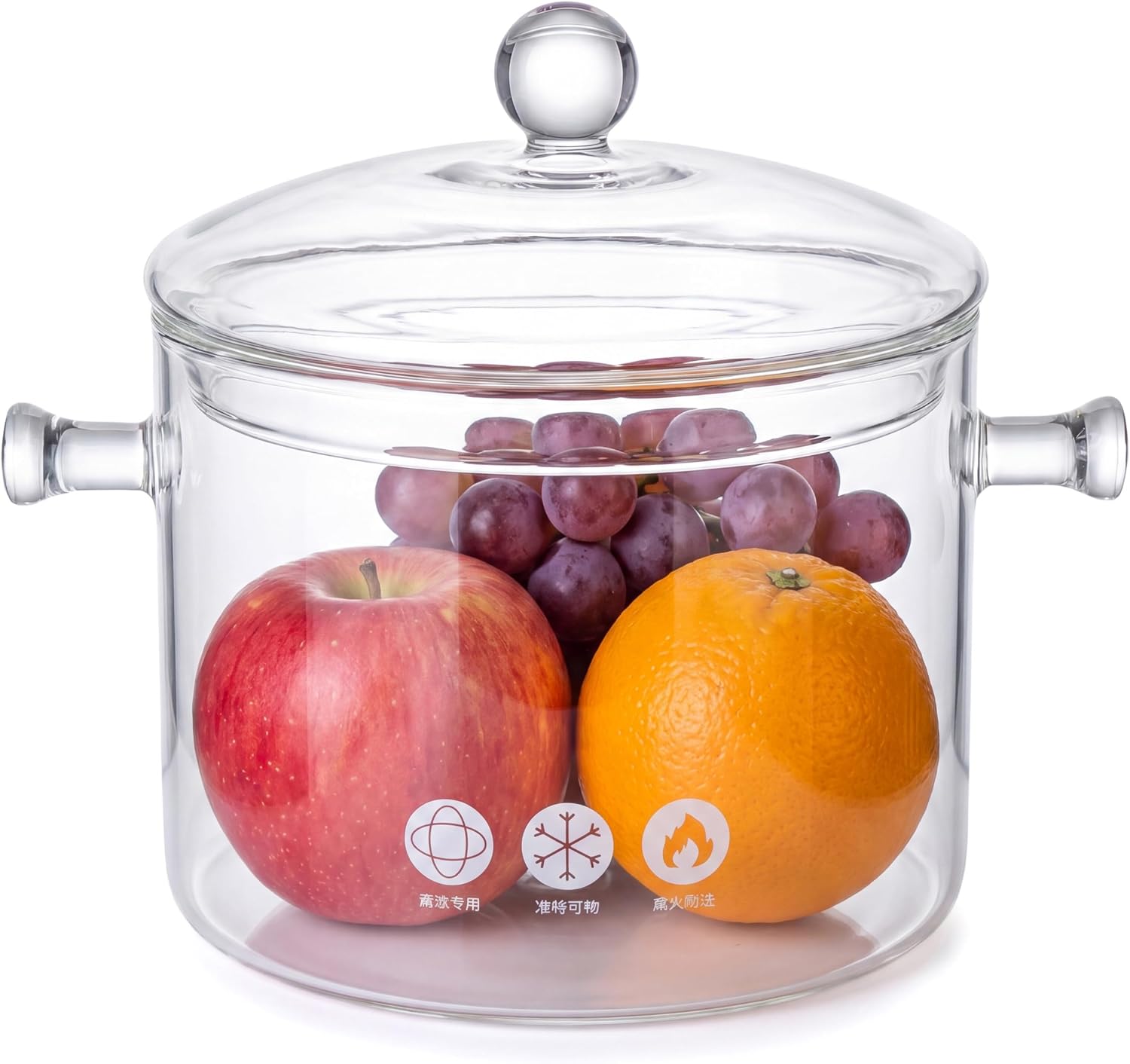 Glass Cooking Pots,1.7L/57OZ Heat Resistant Glass Saucepan with Cover, Pots for Cooking on Stove Simmer Pot for Stovetop Potpourri, Ideal for Pasta, Soup, Milk (1.7L/57OZ)