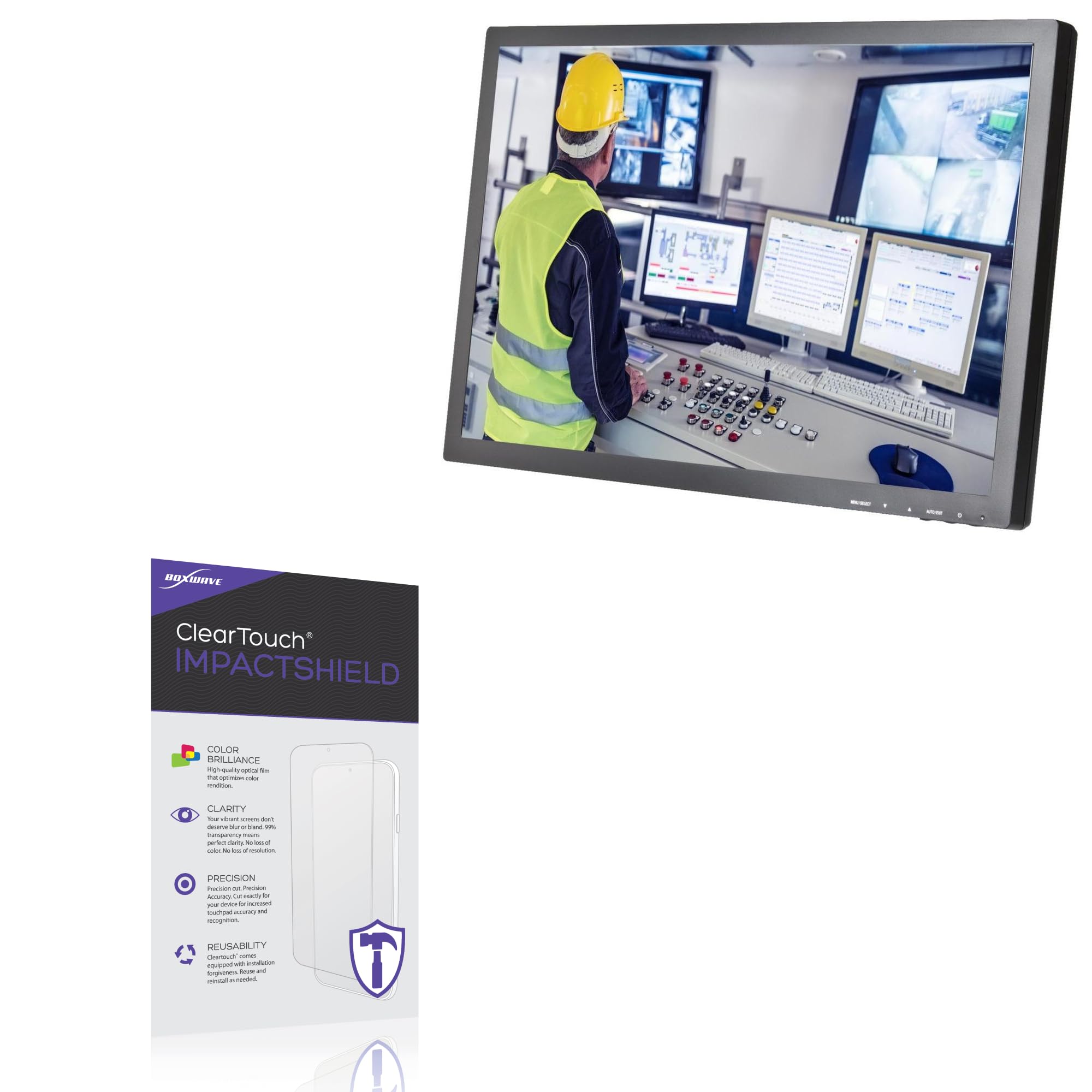 BoxWave Screen Protector Compatible With TRU-Vu VM-24R - ClearTouch ImpactShield (2-Pack), Impenetrable Screen Protector Flexible Film