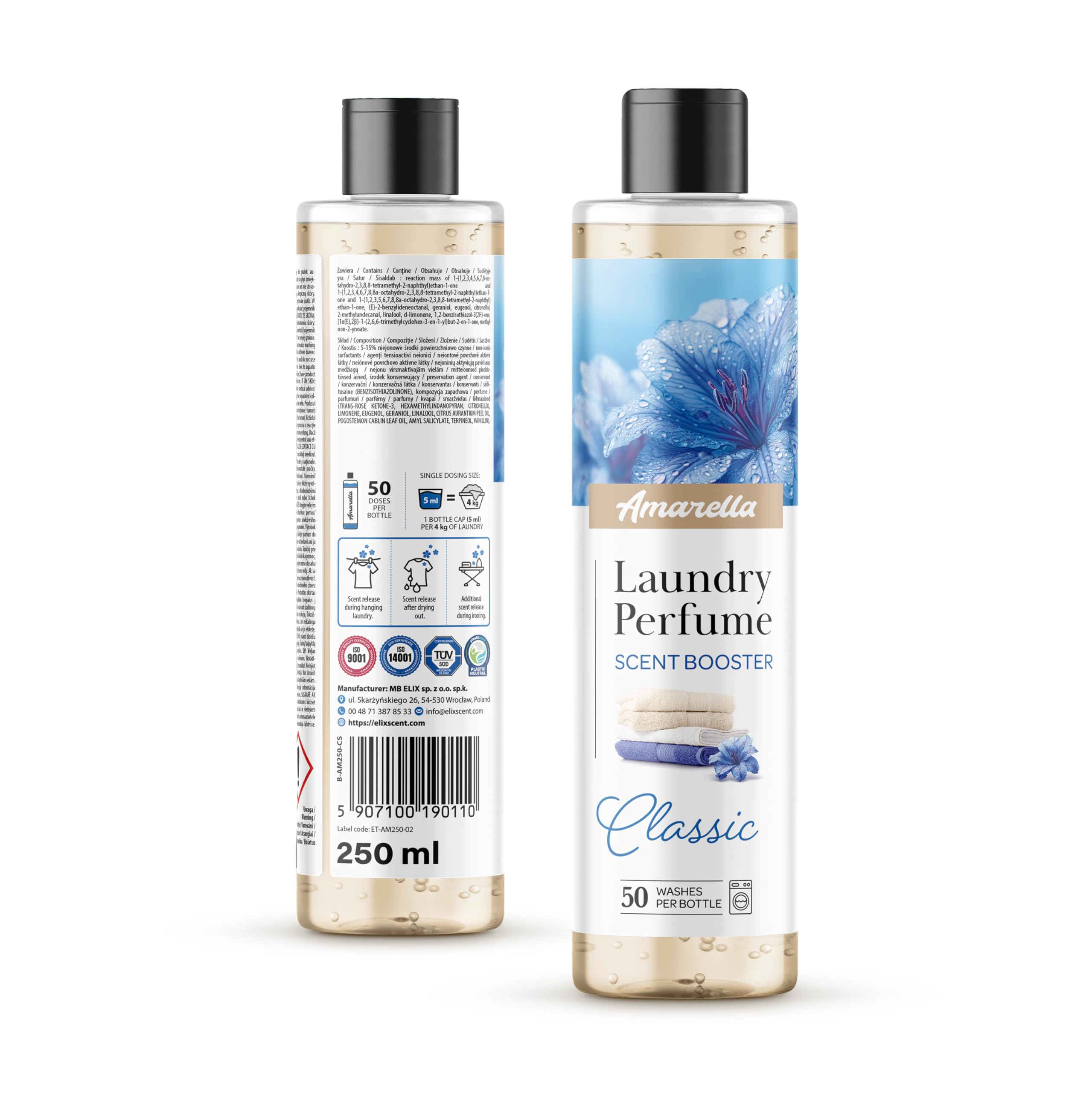 AMARELLA Wäscheparfum Set 3×250 ml – Duft Mix Classic + Floralis + Colavera - Konzentriertes Wäscheduft-Konzentrat für Textilien, 0,75 L (ca. 150 Wäschen)