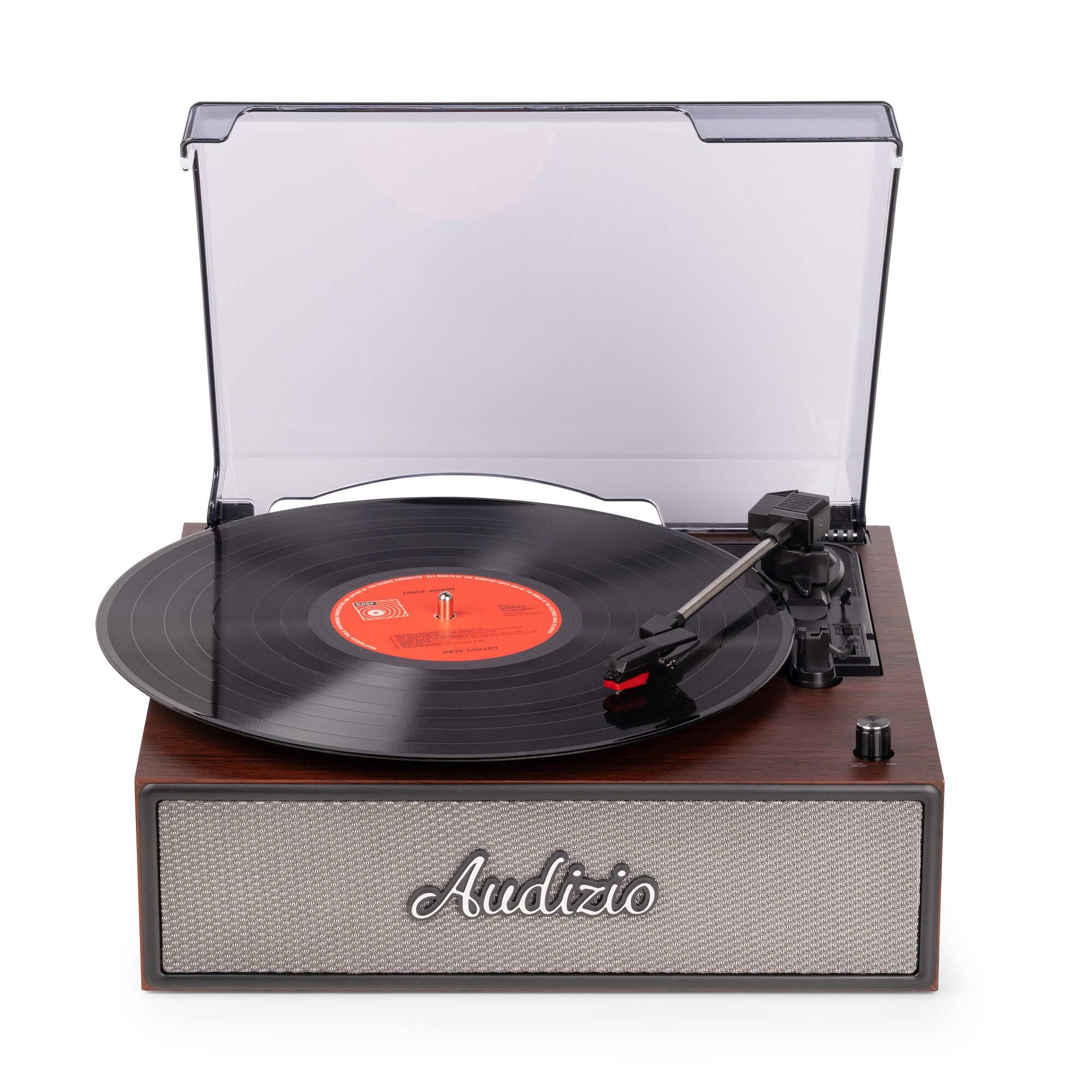 Audizio Reno - Platine Vinyle rétro avec Enceintes intégrées - Lecture 33/45/78 Tours - Design Vintage - Couleur Bois