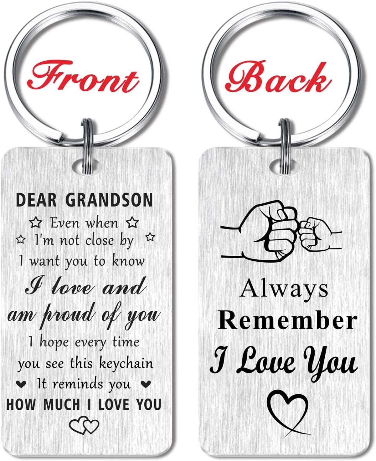 Jzxwan I Love You Grandson Keychain Gifts, Proud of Grandson Birthday Valentines Day Keychain Present, Unique Key Chain Present from Grandpa Grandma - Image 2