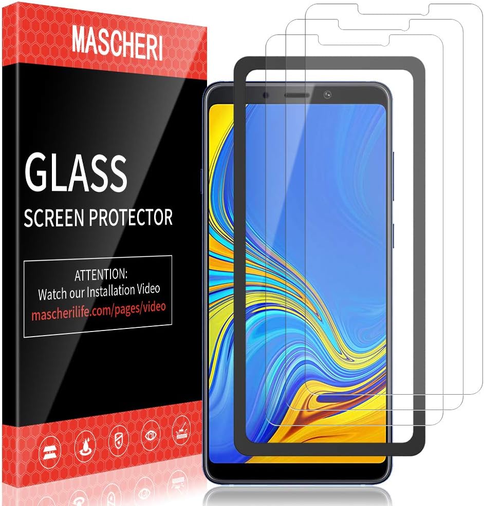 MASCHERI 3 Pack Screen Protector Compatible with Samsung Galaxy A9 2018 Tempered Glass Alignment Frame Easy Installation Screen Protective Film
