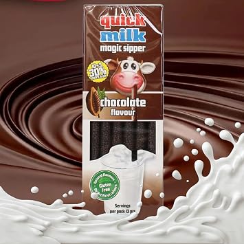 Quick Milk Straws Magic Sipper Straw | Flavoured Milk Straw Milkshake | Chocolate, Strawberry, Banana, Forest Fruits Unicorn Flavours | Pack of 3 (39 Straws)