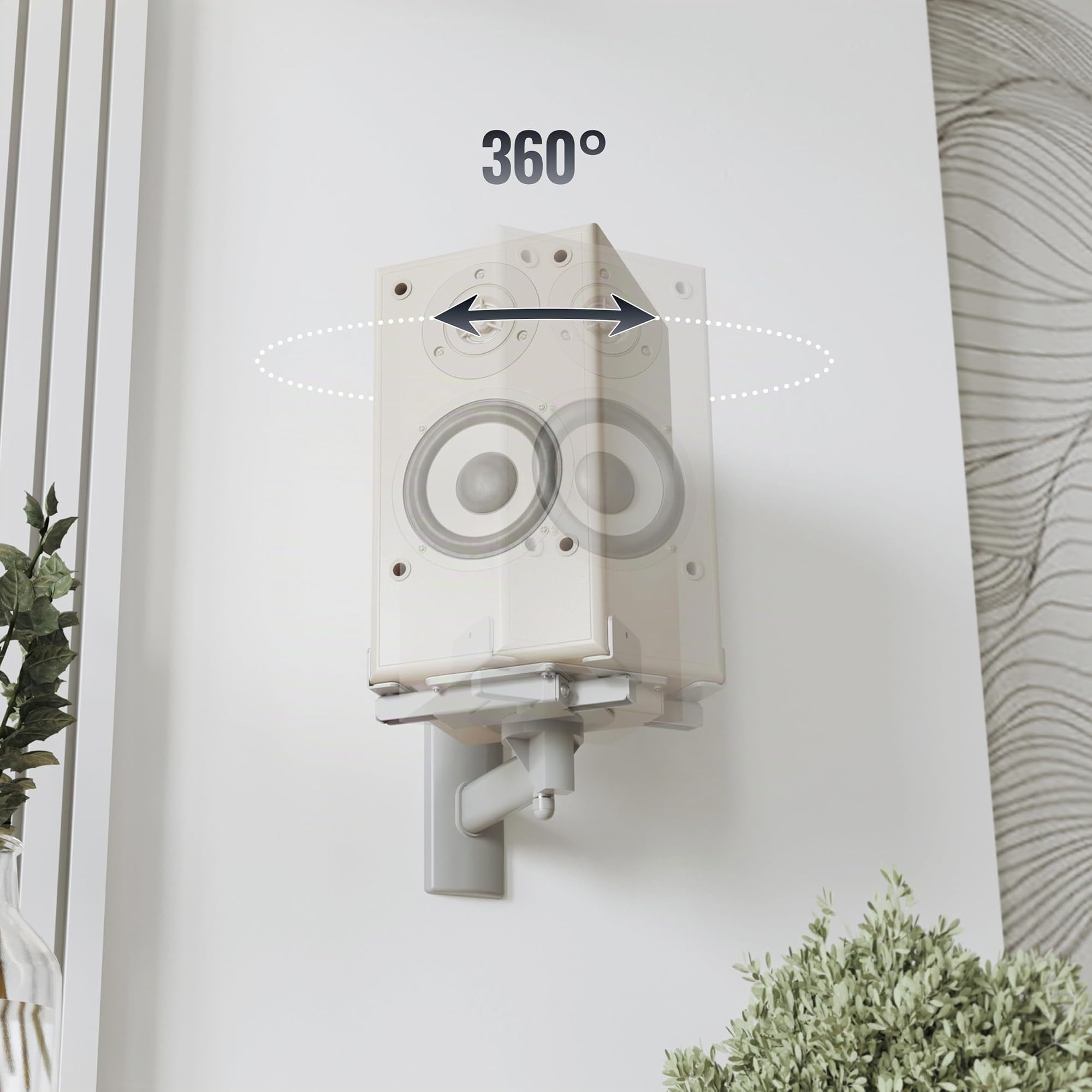 RICOO Soporte Altavoz para Pared Giratorio Inclinable Brazo para bafles WLAN airplay Speaker Wall-Mount Universal LH023-S Plata 2 Piezas
