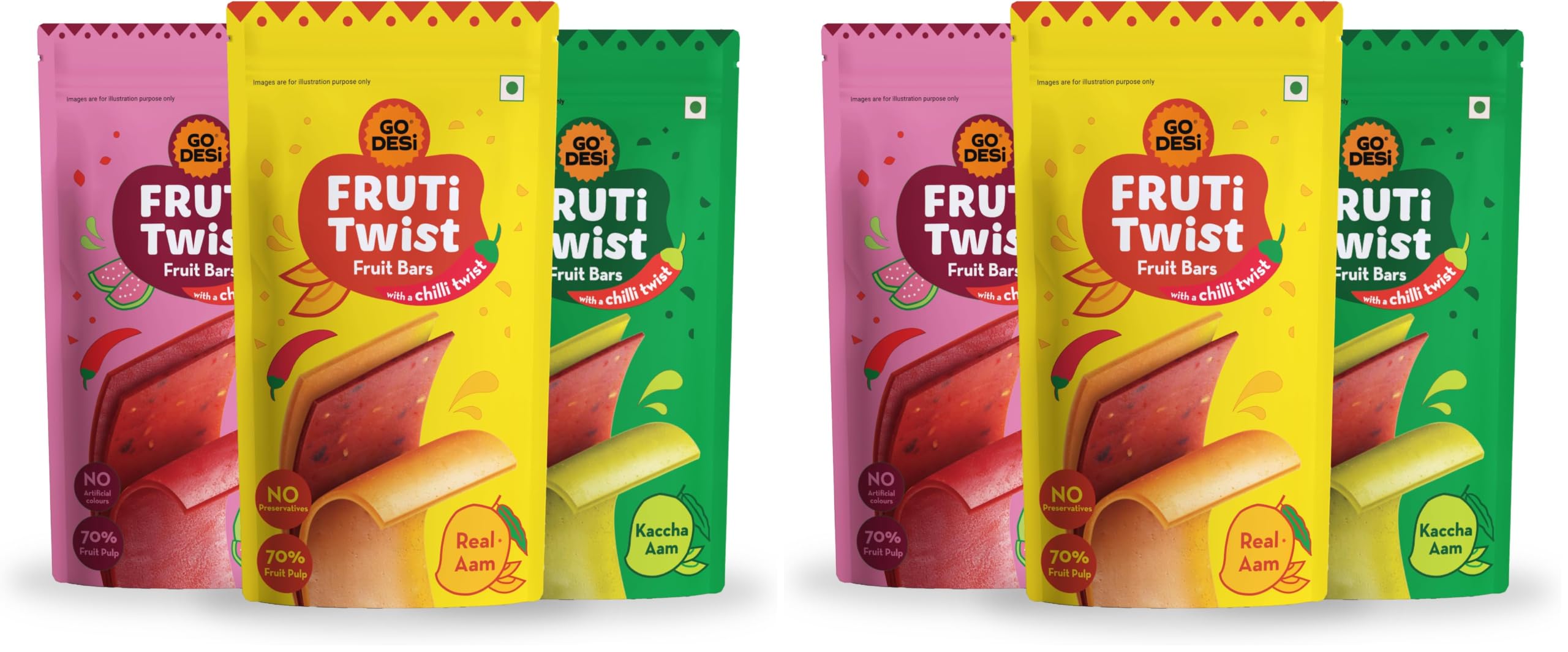 GO DESi Assorted Fruti Twist Fruit Bars - 3 x Pack of 20 pieces, Real Aam, Kaccha Aam, Guava Fruit Bars, Aam Papad, Mango Fruit Jelly-image-9