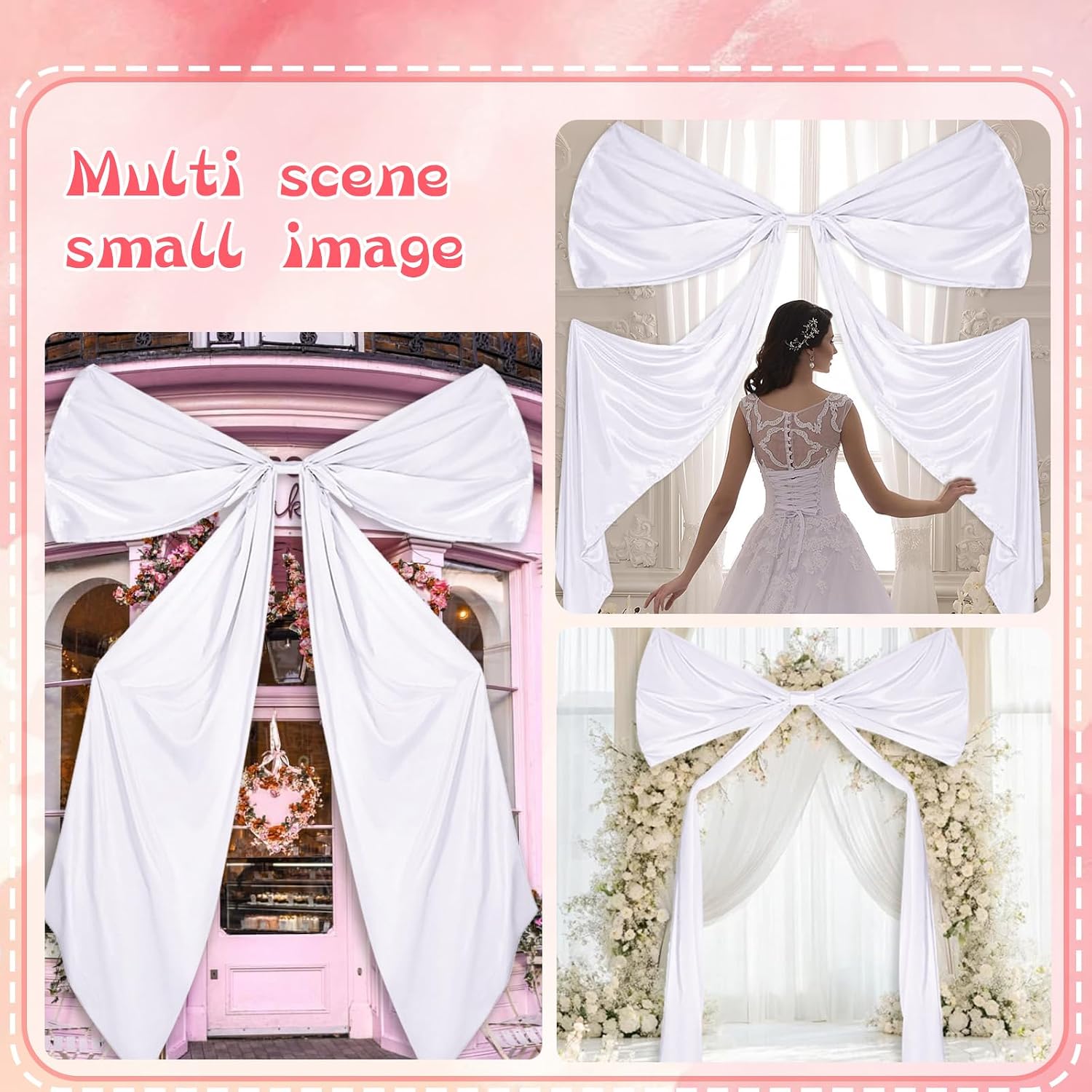 98.4 x 70.9 Inch Large Bow Themed Party Decorations Giant Pink Bow Decor Big Wall Bow Decorations,White