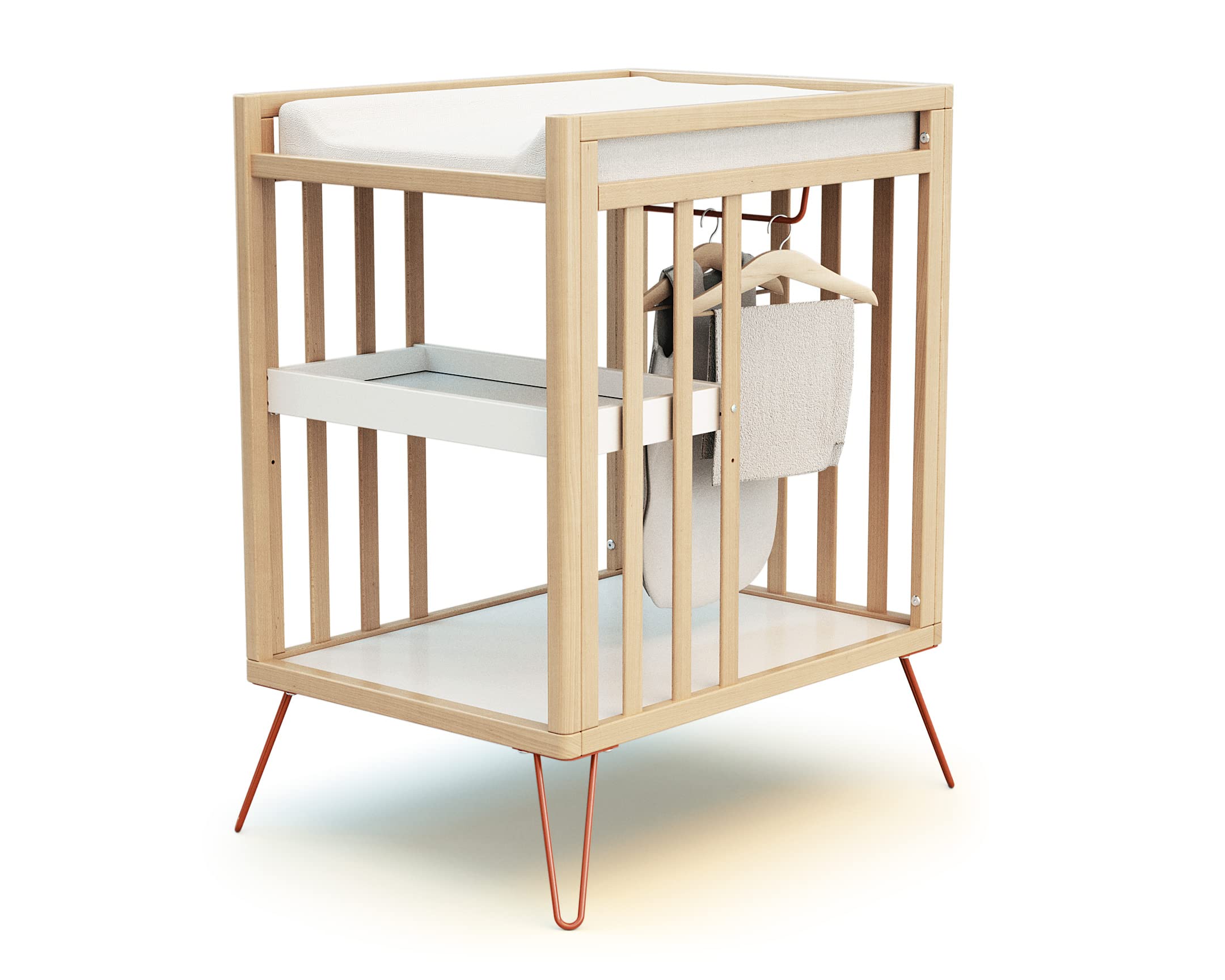 Cambiador con 2 estantes ONLY madera Haya y Terracotta