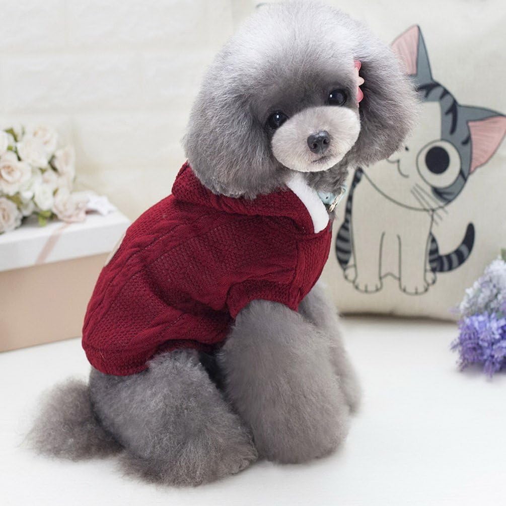 Smalllee_ Lucky_store Padded Hooded Sweater Coat for Cold Weather Chihuahua Hood Dog Cat Winter Coat Clothes for Small Dogs Warm Red M - Image 5
