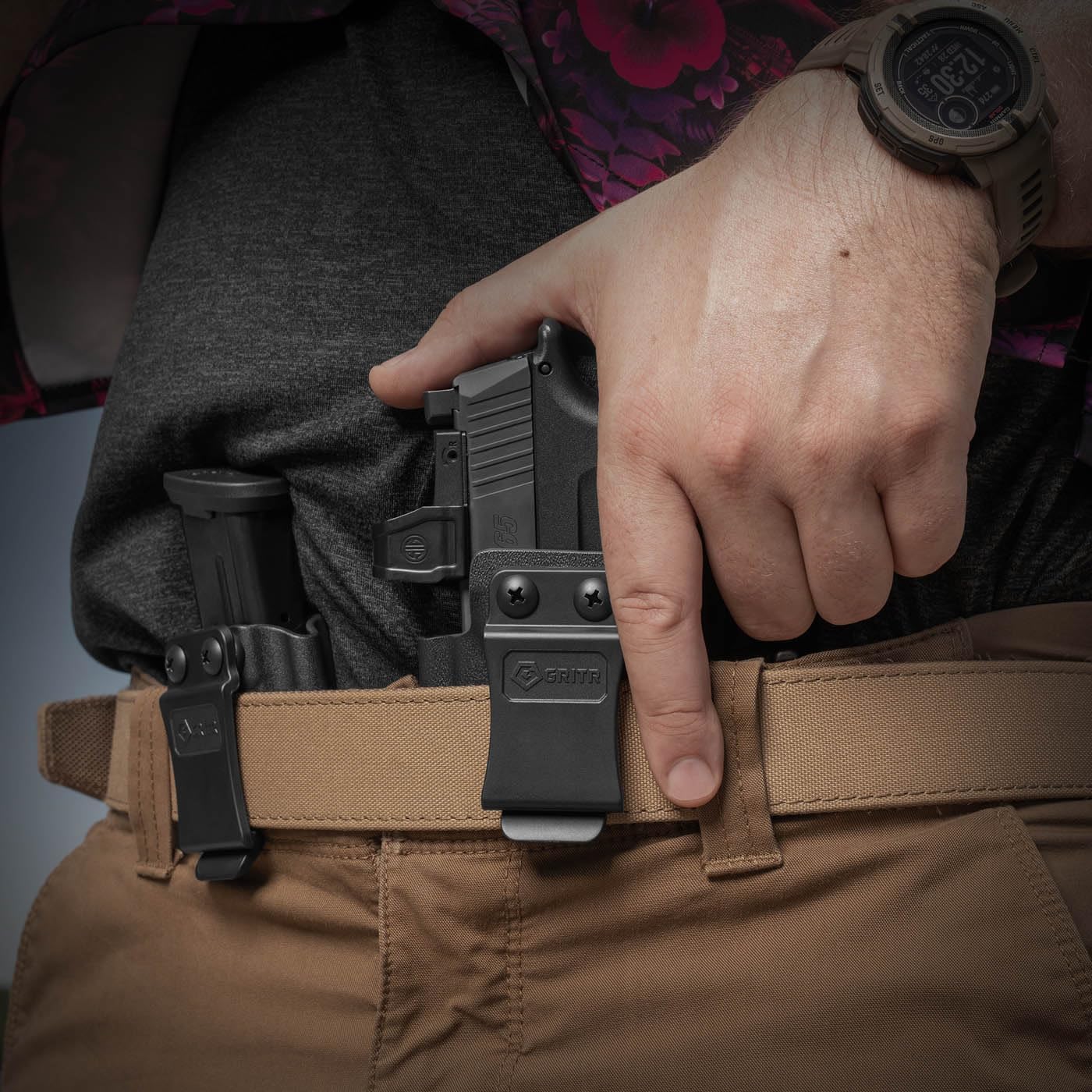 GRITR IWB Kydex Right/Left Hand Sig Sauer P365-XMACRO Pistol Holster - Optic Cut, Concealment Claw, Open Bottom, 1.5" Belt Clip, Adjustable Retention & Cant