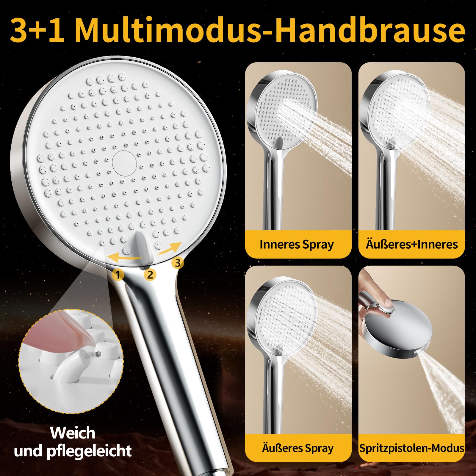 HANLIAN Duschsystem mit Thermostat, Duscharmatur Komplettset mit Sicherheitsverriegelung, Regendusche mit Armatur, Duschamaturenset Regendusche mit Anhebbarer Brausestange (Stil L38, Chrom)