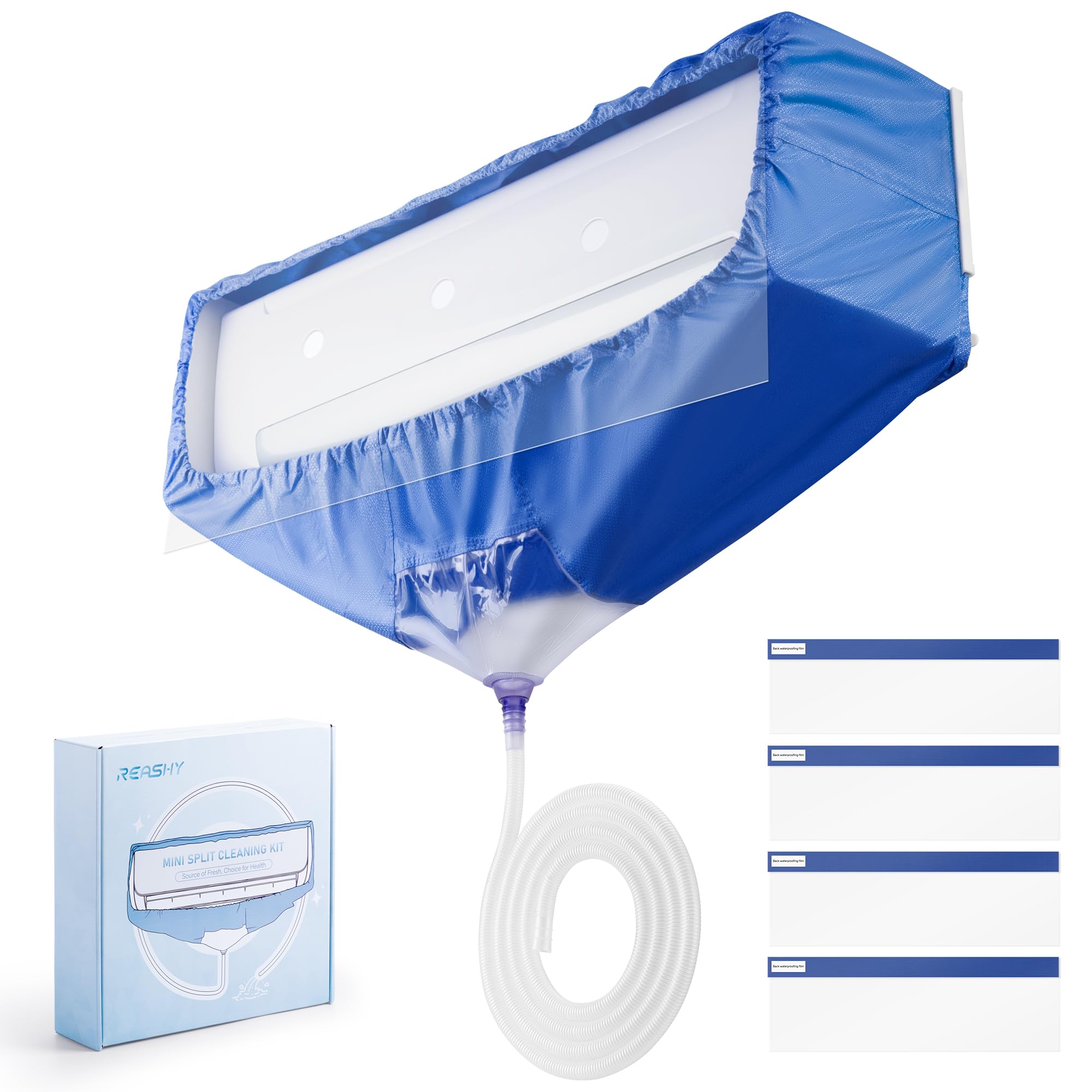 Reashy Mini Split Cleaning Kit, Waterproof Air Conditioner Cleaning Bag, Split Unit Cleaner with PVC Cleaning Cover, Support Plate, Waterproof Curtain