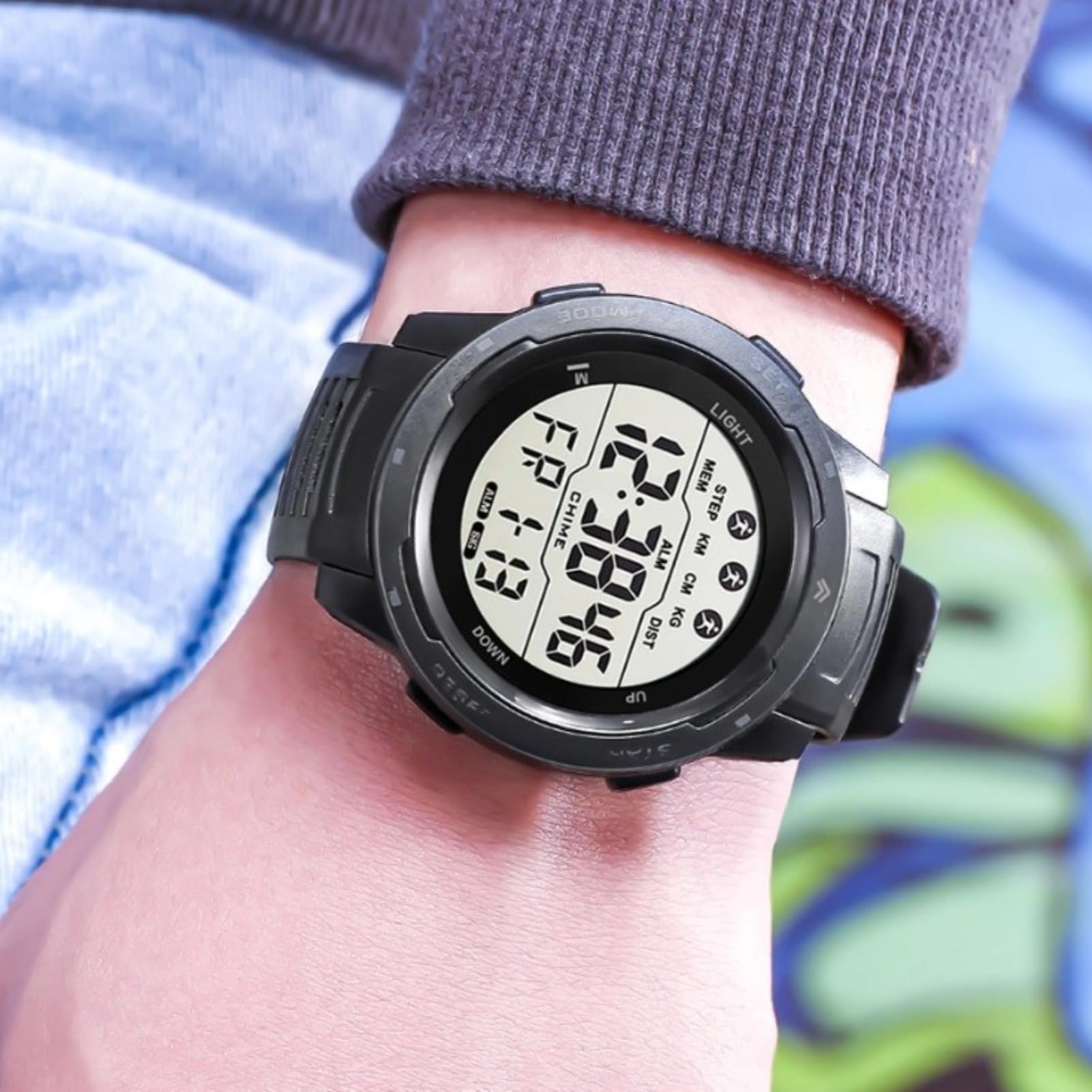 SPYMINNPOO Digital Sports Watch, Multifunctional Waterproof Luminous Timing Mens Sport Running Watch for Outdoor (Gray) - Image 2