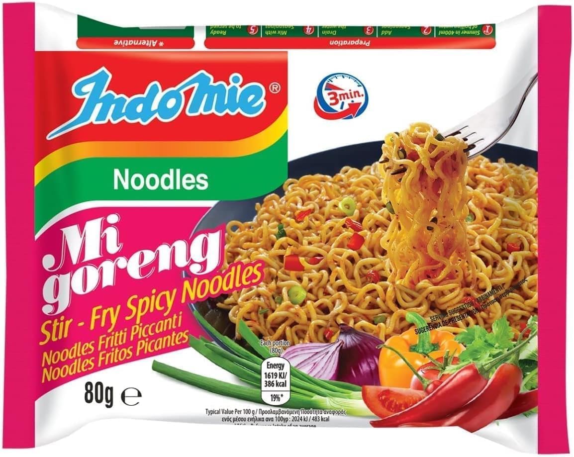 EVOGESIndomie Mi Goreng Stir Fry Spicy Noodles 80g Pack of 40